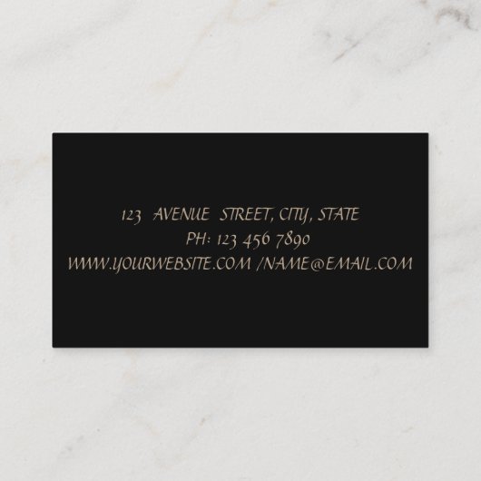 Elegant Chic Sophisticated, Gold Confetti, zwart Visitekaartje (Achterkant)