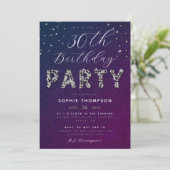Elegant Chic Sparkle Glitter Paars Birthday Party Kaart (Staand voorkant)