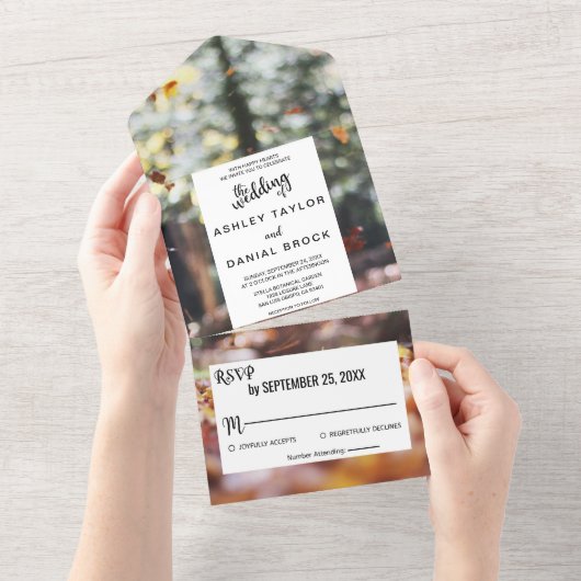 Elegant chic spring herfst floral Weddenschap all All In One Uitnodiging (Afscheurbaar)