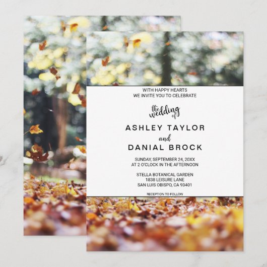 Elegant chic spring herfst floral Wedding Invitati Kaart (Voorkant / Achterkant)