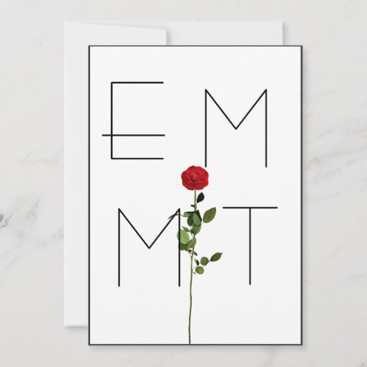 Elegant Chic Stem Roos Monogram Weddenschap Uitnod Kaart (Voorkant)