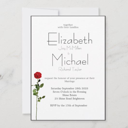 Elegant Chic Stem Roos Monogram Weddenschap Uitnod Kaart (Achterkant)