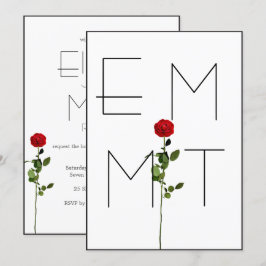 Elegant Chic Stem Roos Monogram Weddenschap Uitnod Kaart