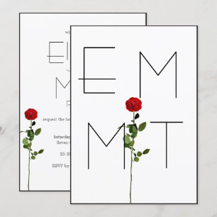 Elegant Chic Stem Roos Monogram Weddenschap Uitnod Kaart