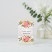 Elegant Chic Stripe, Lace, Floral Visitekaartje (Staand voorkant)