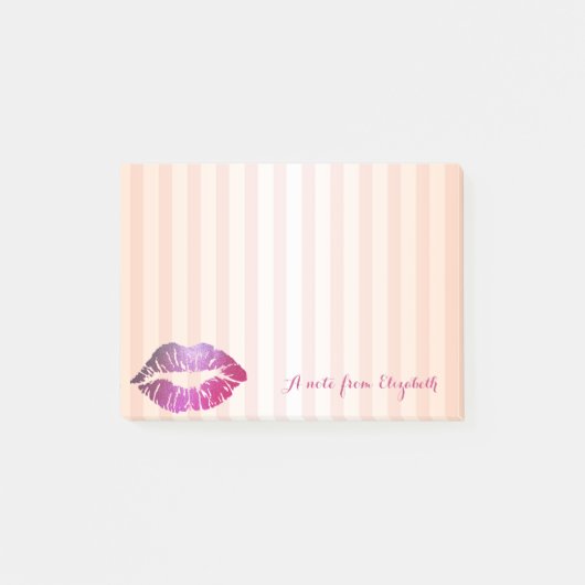 Elegant Chic Striped Stylish Girly, Lips Post-it® Notes (Voorkant)