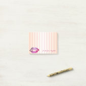 Elegant Chic Striped Stylish Girly, Lips Post-it® Notes (Op bureau)