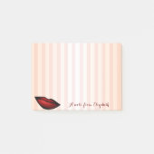 Elegant Chic Striped Stylish Girly, Red Lips Post-it® Notes (Voorkant)