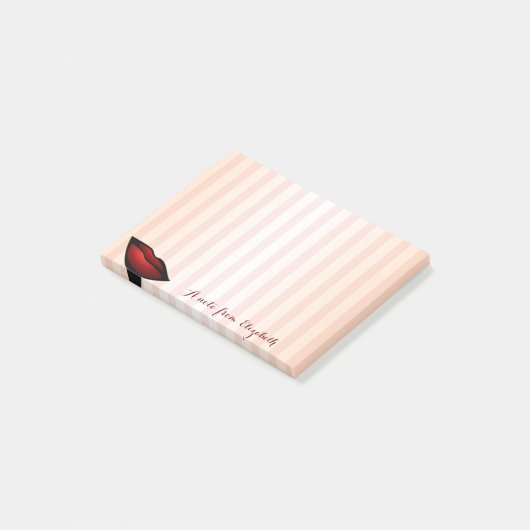 Elegant Chic Striped Stylish Girly, Red Lips Post-it® Notes (Schuin)