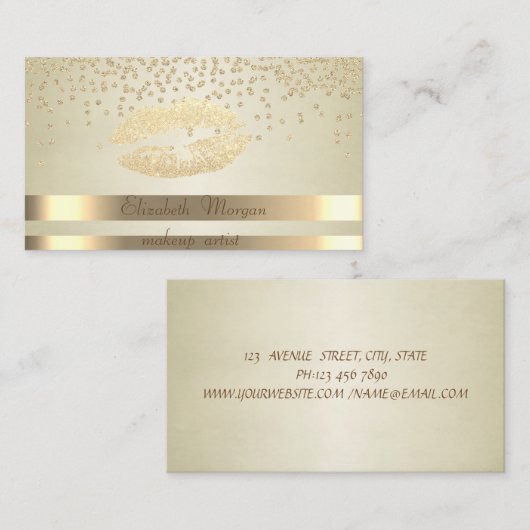 Elegant Chic, Stripes - Kleine diamant - Glittery Visitekaartje (Voorkant / Achterkant)