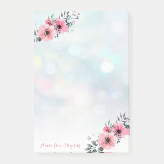Elegant Chic Stylish Girly, Bokeh, Flowers Post-it® Notes (Voorkant)