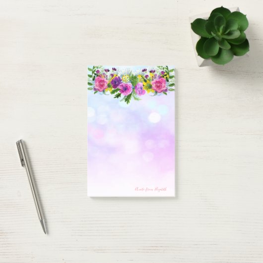 Elegant Chic Stylish Girly, Bokeh, Flowers Post-it® Notes (Kantoor)