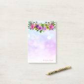 Elegant Chic Stylish Girly, Bokeh, Flowers Post-it® Notes (Op bureau)