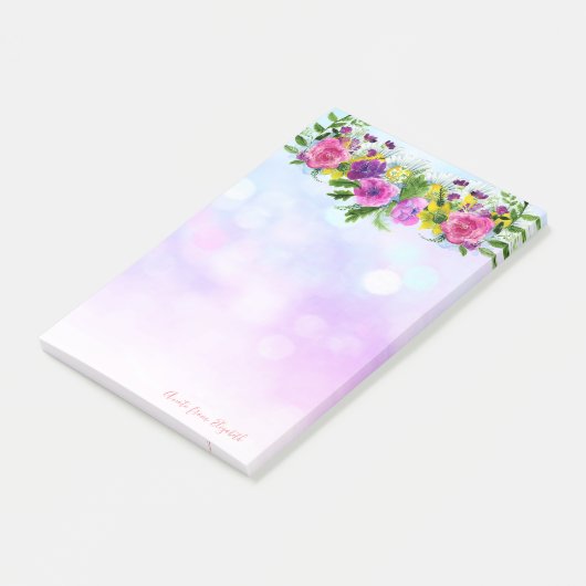 Elegant Chic Stylish Girly, Bokeh, Flowers Post-it® Notes (Schuin)