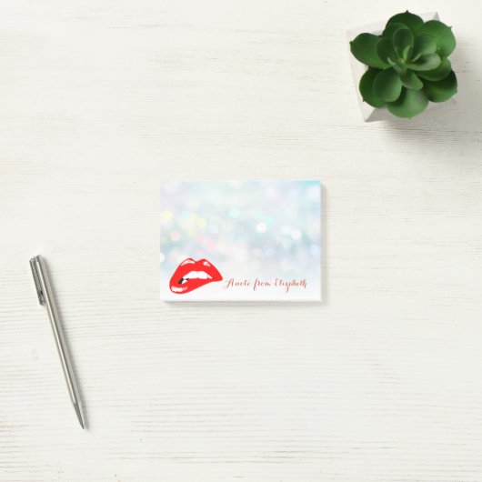 Elegant Chic Stylish Girly, Bokeh Red Lips Post-it® Notes (Kantoor)