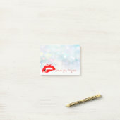 Elegant Chic Stylish Girly, Bokeh Red Lips Post-it® Notes (Op bureau)