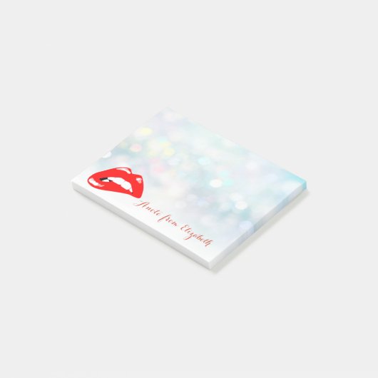 Elegant Chic Stylish Girly, Bokeh Red Lips Post-it® Notes (Schuin)