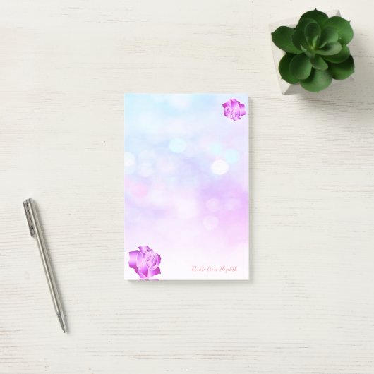 Elegant Chic Stylish Girly, Bokeh, Rozen Post-it® Notes (Kantoor)