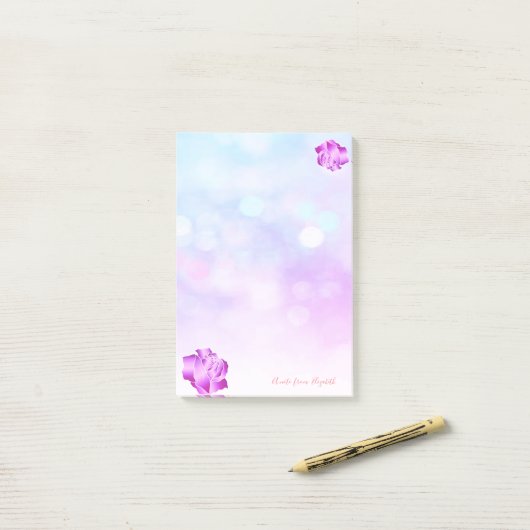 Elegant Chic Stylish Girly, Bokeh, Rozen Post-it® Notes (Op bureau)