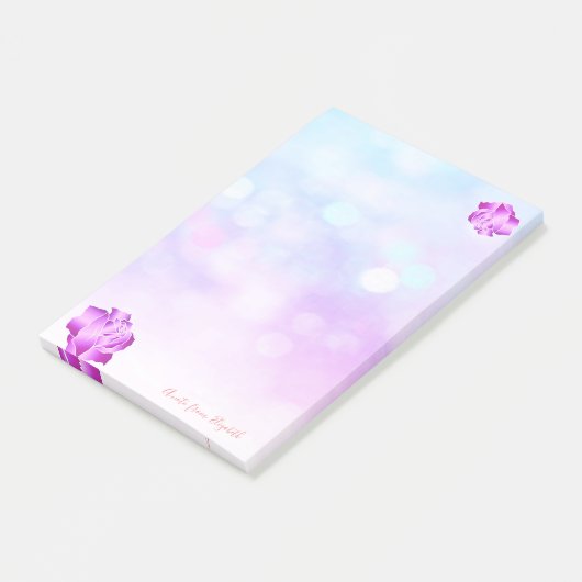 Elegant Chic Stylish Girly, Bokeh, Rozen Post-it® Notes (Schuin)