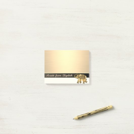 Elegant Chic Stylish Girly, Faux Gold Elephant Post-it® Notes (Op bureau)