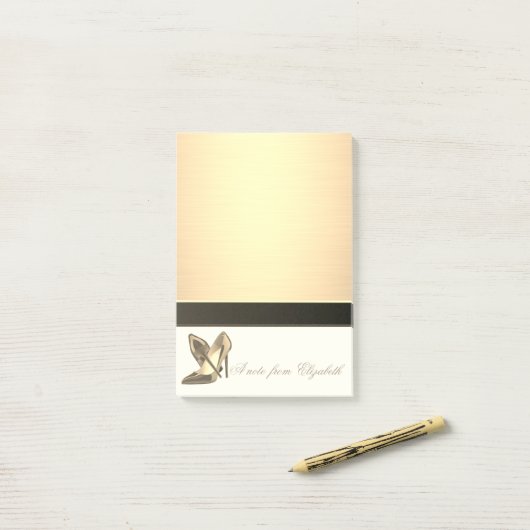 Elegant Chic Stylish Girly, Faux Gold, High Heel Post-it® Notes (Op bureau)