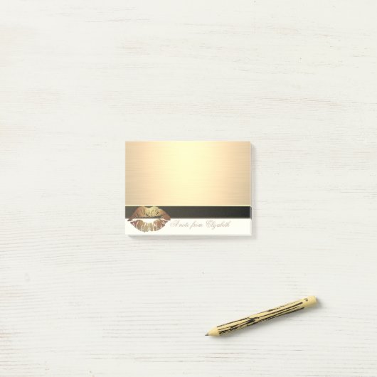 Elegant Chic Stylish Girly, Faux Gold, Lips Post-it® Notes (Op bureau)