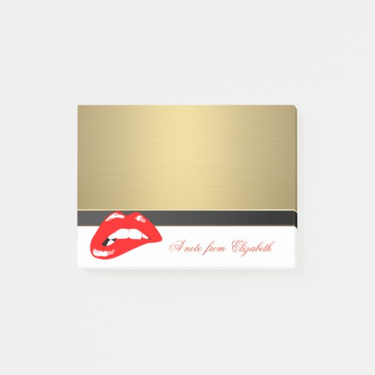 Elegant Chic Stylish Girly, Faux Gold, Lips Post-it® Notes (Voorkant)