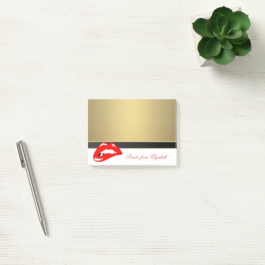 Elegant Chic Stylish Girly, Faux Gold, Lips Post-it® Notes (Kantoor)