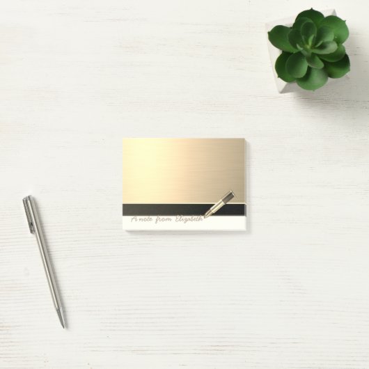 Elegant Chic Stylish Girly, Faux Gold, lipstick Post-it® Notes (Kantoor)
