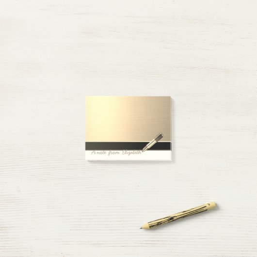Elegant Chic Stylish Girly, Faux Gold, lipstick Post-it® Notes (Op bureau)