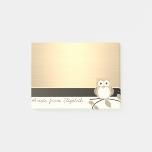 Elegant Chic Stylish Girly, Faux Gold, Owl Post-it® Notes (Voorkant)