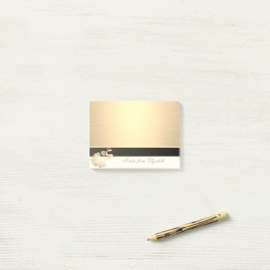 Elegant Chic Stylish Girly, Faux Gold Peacock Post-it® Notes (Op bureau)