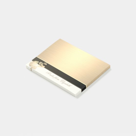 Elegant Chic Stylish Girly, Faux Gold Peacock Post-it® Notes (Schuin)