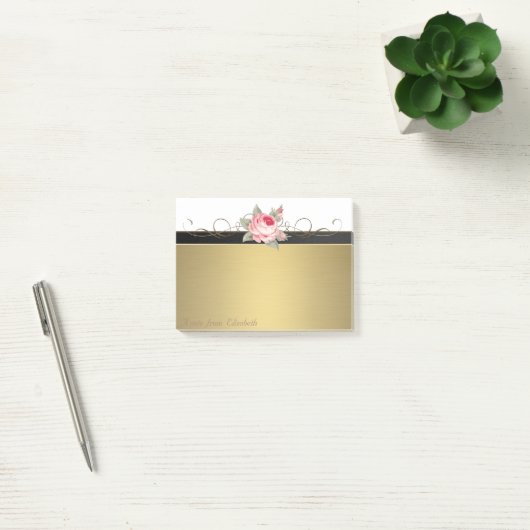Elegant Chic Stylish Girly, Faux Gold, Roos Post-it® Notes (Kantoor)