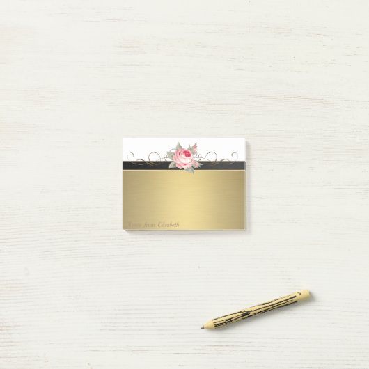 Elegant Chic Stylish Girly, Faux Gold, Roos Post-it® Notes (Op bureau)