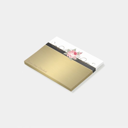 Elegant Chic Stylish Girly, Faux Gold, Roos Post-it® Notes (Schuin)