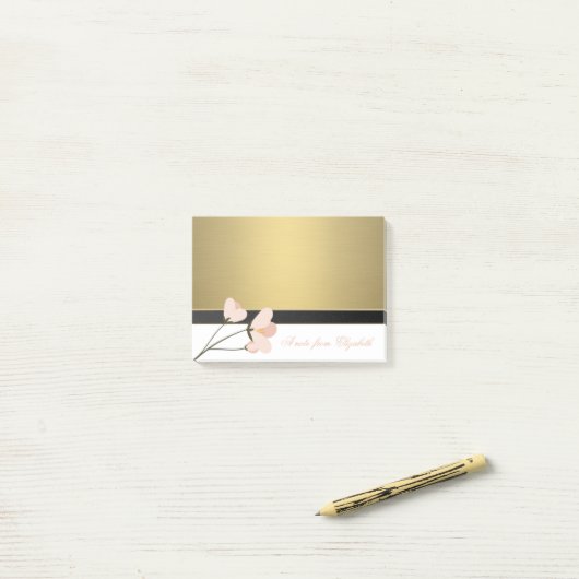 Elegant Chic Stylish Girly, Faux Gold, Roos Post-it® Notes (Op bureau)