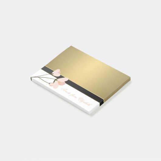 Elegant Chic Stylish Girly, Faux Gold, Roos Post-it® Notes (Schuin)