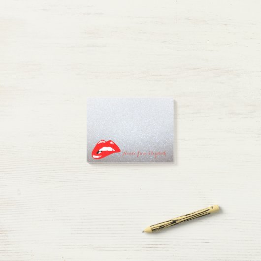 Elegant Chic Stylish Girly, Glittery, Lips Post-it® Notes (Op bureau)