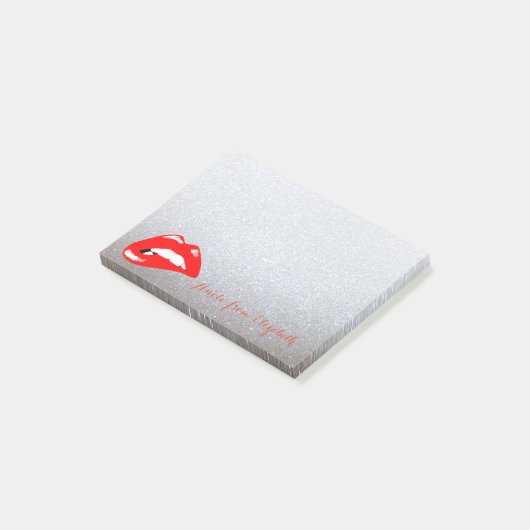 Elegant Chic Stylish Girly, Glittery, Lips Post-it® Notes (Schuin)