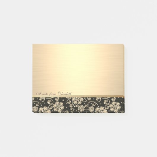 Elegant Chic Stylish Girly, Gold Flowers Post-it® Notes (Voorkant)