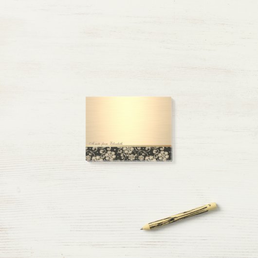 Elegant Chic Stylish Girly, Gold Flowers Post-it® Notes (Op bureau)