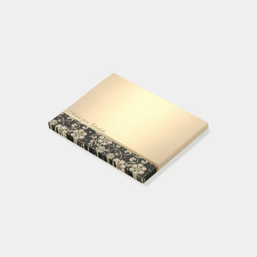 Elegant Chic Stylish Girly, Gold Flowers Post-it® Notes (Schuin)