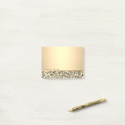 Elegant Chic Stylish Girly, Gold Glitter Post-it® Notes (Op bureau)