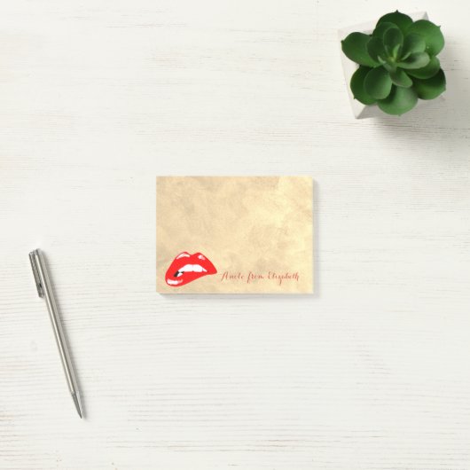 Elegant Chic Stylish Girly, Gold, Red Lips Post-it® Notes (Kantoor)