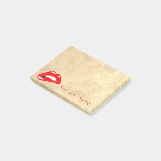 Elegant Chic Stylish Girly, Gold, Red Lips Post-it® Notes (Schuin)
