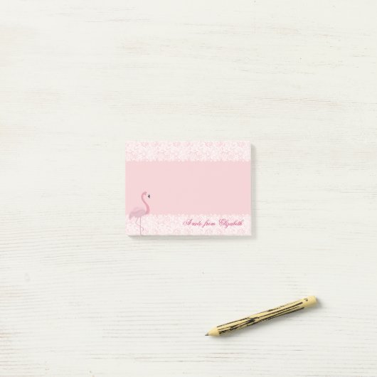 Elegant Chic Stylish Girly, Lace, Pink Flamingo Post-it® Notes (Op bureau)