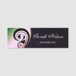 Elegant Chic Stylish Ombre Swirls Black Damask Naamplaatje