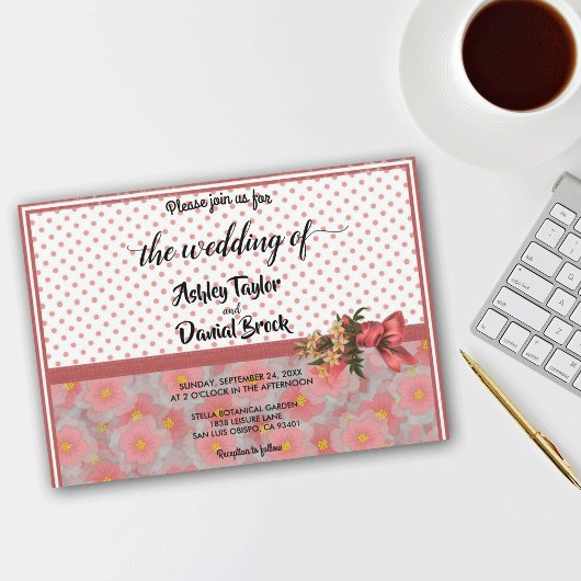 Elegant Chic Stylish Script Formal Floral Wedding Kaart